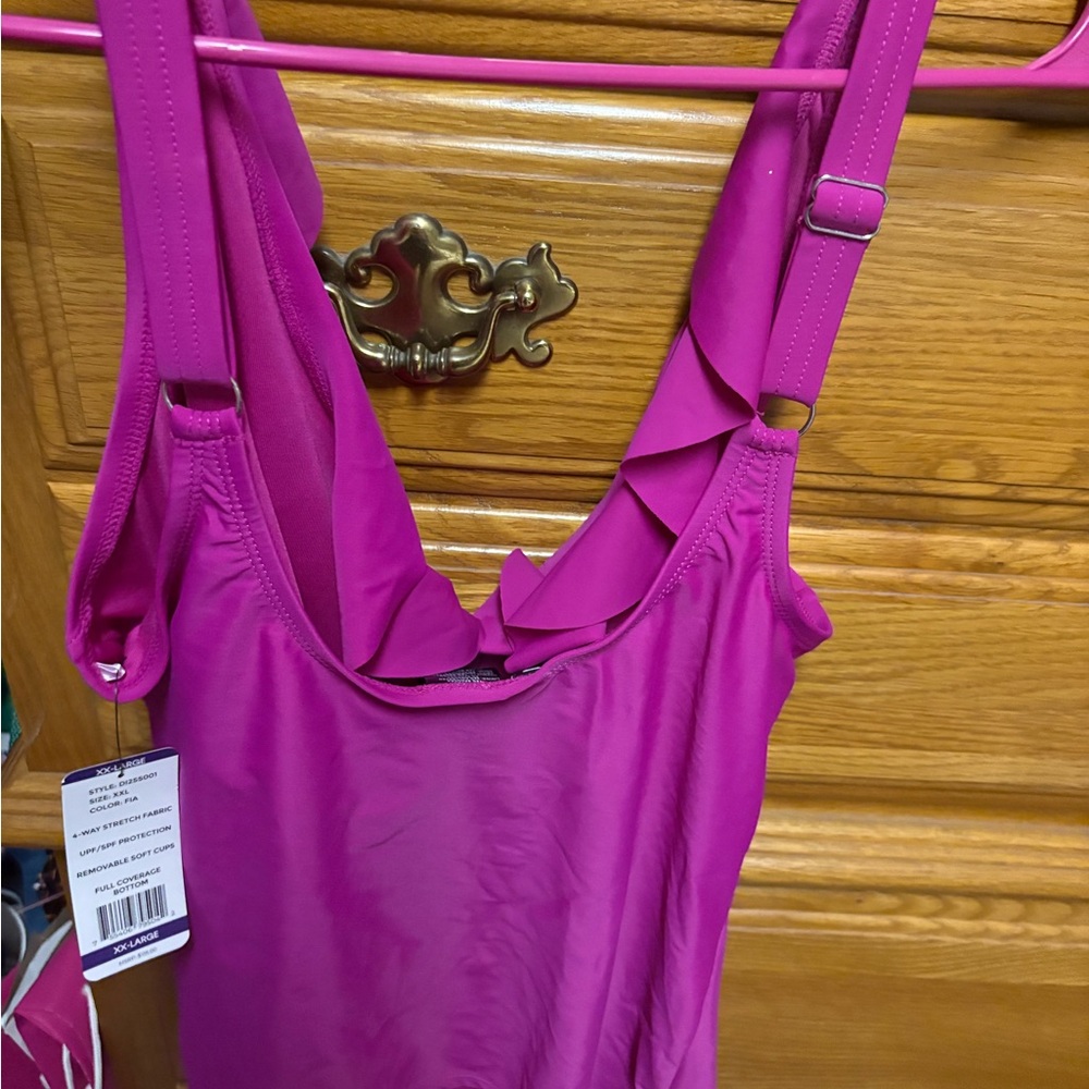 DKNY Pink Ruffled Tankini - Picture 3 of 6